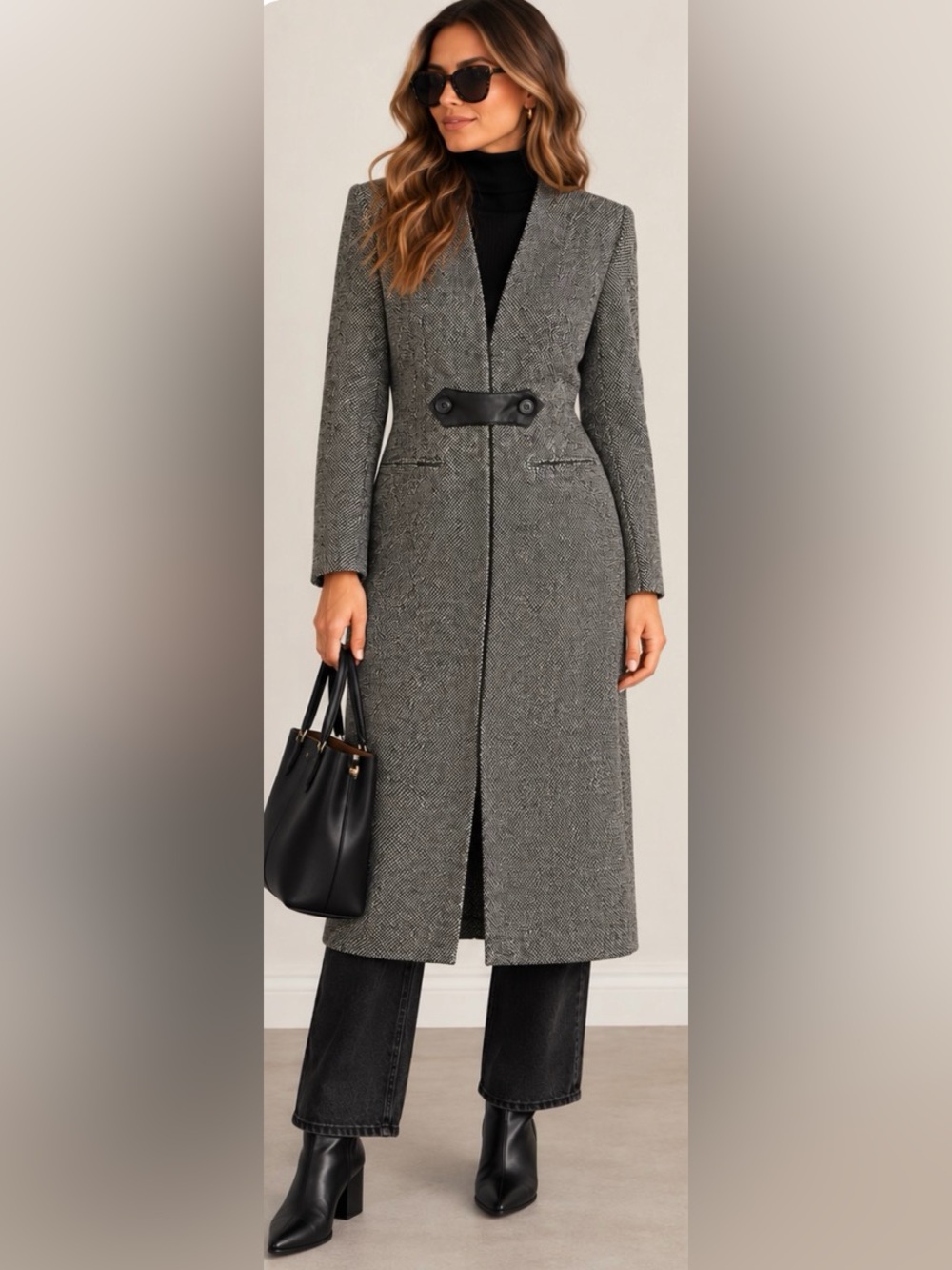 Vintage J.R.T. Newport News Black White Longline Duster Coat